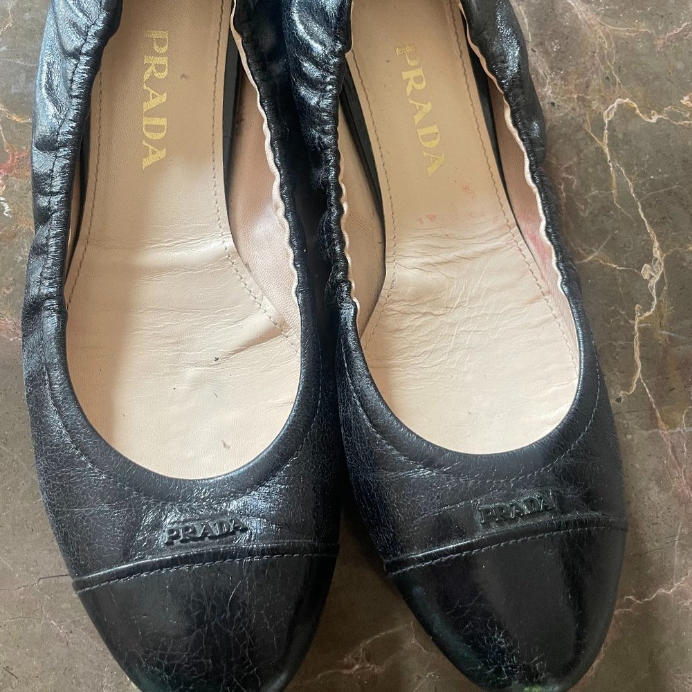 Prada Black Ballet Flats - Size 8